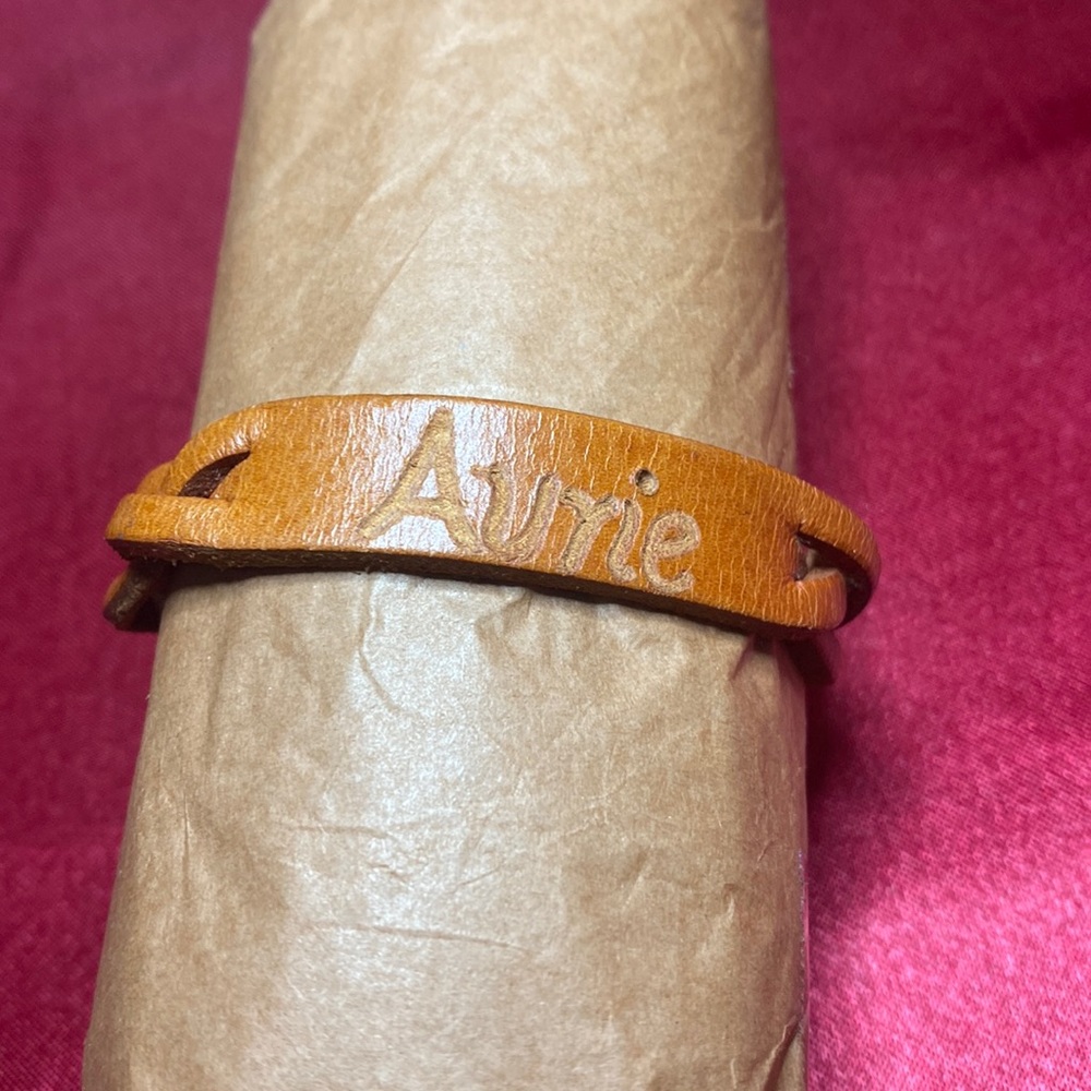Aurie Treated Name Leather Bracelet Smoll Braided Clasp